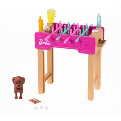 Barbie Mini Game Night Theme Foosball Table Accessory Set