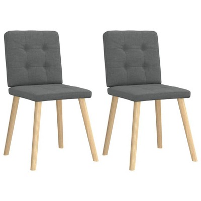 vidaXL Dining Chair Set of 2 Dark grey Polyester, Metal, Wood, Foam