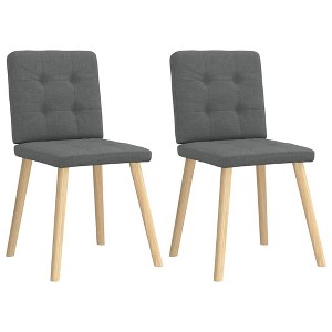 vidaXL Dining Chair Set of 2 Dark grey Polyester, Metal, Wood, Foam - 1 of 4