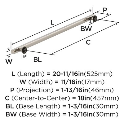 Satin Nickel 18-Inch Modern Appliance Pull with Mounting Hardware