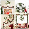 coucheta Christmas Wreaths for Front Door, 16'' Artificial Wreath Pre Lit Xmas Hanging Party Ornament Outdoor Indoor Door, for Window, Wall - 4 of 4