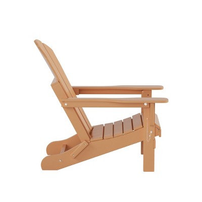 Teak HDPE Outdoor Folding Adirondack Chair with Ottoman Set