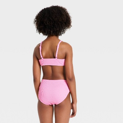 Art Class Girls' 2pc Pool Party Solid Bikini Set - art class™ Pink XS — фото 2