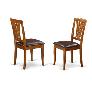 East West Furniture, Avon  kitchen  dining  Chair  with  Faux  Leather  Seat  -  Saddle  Brow  Finish,  Set  of  2 - 1 of 3