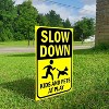 Bigtime Signs 6" x 12" Slow Down Kids & Pets at Play Street Sign with Metal H-Stakes - 2 Pack - 2 of 4