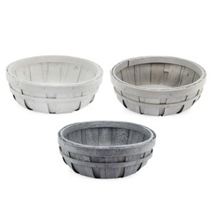 AuldHome Design Round Decorative Wood Baskets, 3pc Set; Colored Round Fruit & Gift Baskets for Home Decor, Holiday and More - 1 of 4