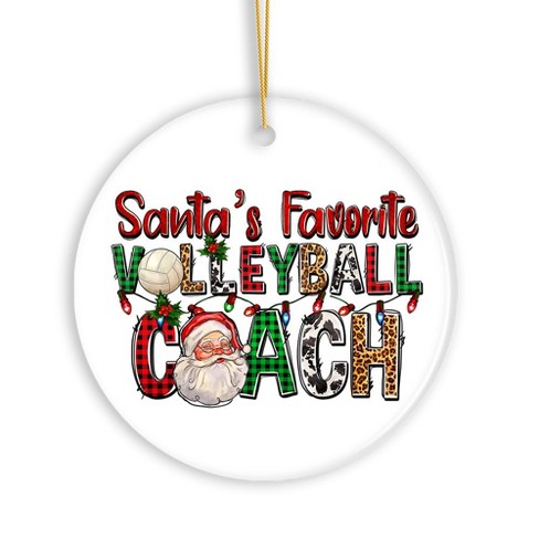 Santa’s Favorite Volleyball Coach Plaid Christmas Ornament| OrnamentallyYou - image 1 of 4