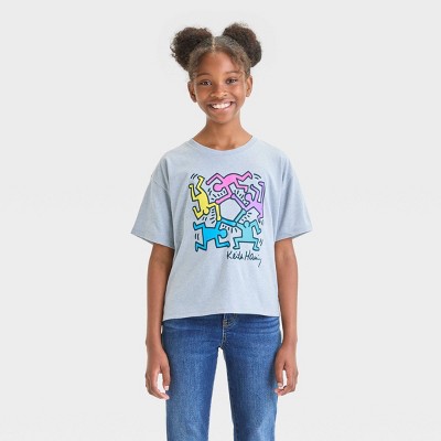 Girls Keith Haring Boxy Short Sleeve Graphic T shirt Heather