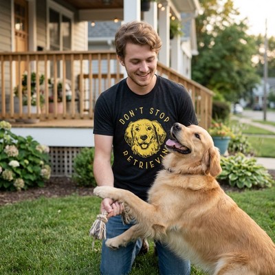 Мужские футболки Crazy Dog T-Shirts, Inc. Mens Don't Stop Retrievin T Shirt Cute Golden Retriever Dog Tee - Crazy Dog Men's T Shirt For Dog Lovers Black 4XL — фото 2
