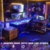 Aheaplus L-Shaped Computer Desk with Drawers and Monitor Shelf, Gaming Desks with LED Strip - 2 of 4