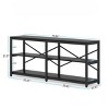INFURNIC Decorative Bookshelf 70.9" Extra Long Console Table 3 Tier Industrial Storage Shelf Modern Design, Black, 70.87"*11.81"*31.89" - 4 of 4