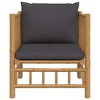 vidaXL Bamboo Patio Sofa with Dark Gray Cushions - Durable Outdoor Furniture with Comfortable Seat Experience and Modular Design - 3 of 4