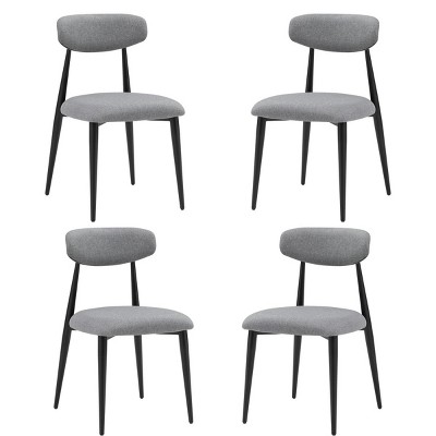 Coolbibila Modern Dining Chairs Set Of 2,Fabric Upholstered Armless Dining Chairs,Kitchen Dining Chair With Curved Backrest and Metal Frame