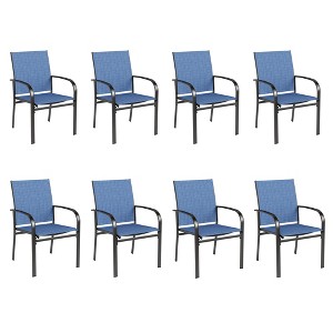 Captiva Designs Outdoor Patio Sling Fixed Dining Chairs with Black Steel Frame - 1 of 4