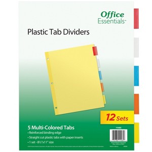 Office Essentials Insertable Dividers, 5 Tab, Multicolor, 1 Set