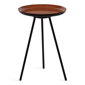 Kate and Laurel Laranya Round Metal Side Table, 15x15x22.5, Red and Black - 1 of 4