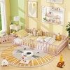 Costway Twin Size Floor Bed with Door & Fence with Safety Guardrails & Slats Support Gray/White/Mint Sky/Icy Aqua/Pink/Beige - 4 of 4