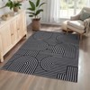 5*7 Washable Rainbow Striped Rug, Stain Resistant Indoor Carpet, Easy Clean with Non-Slip Backing, Folding Floor Cover for Bedroom Nursery, Black - 2 of 4