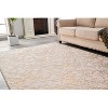 LunaLulinlk Luxury Machine Washable Beige Abstract Gold-Gilded Chinchilla Faux Fur Area Rug - 3 of 4