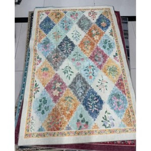Floral Rugs for Living Room Bedroom Farmhouse Geometric Area Rugs Soft Low Pile Non-Slip Indoor Mat for Living Room Bedroom - 1 of 1