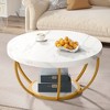 Zeus & Ruta 31.7" Modern Round 2-Tier Wood Accent Coffee Table with Open Storage Shelves - 2 of 4