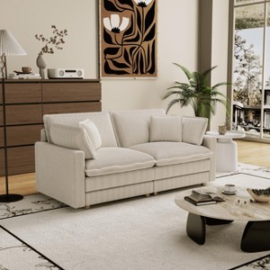 MAYEERTY Sectional Sofa Modular L Shaped Deep Seat with 4 Pillows for Living Room Beige - 1 of 4