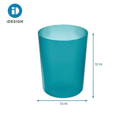 Teal Round Plastic Compact Waste Basket, 2.4 Gallons