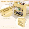 Kids Art Table with 2 Chairs, Toddler Craft Play Wood Activity Desk with Large Storage Shelves for Writing Drawing - 3 of 4