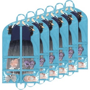 6 Pack 40" Black Dance Garment Bags, Hanging Covers with 4 Zipper Pockets for Competitions - 1 of 4