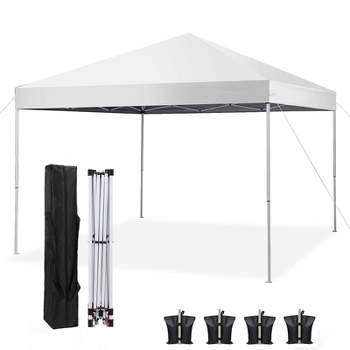 SKONYON Patio 10x10ft Pop Up Canopy Folding Tent Outdoor Portable Adjustable Instant Gazebo Tent with 4 Sandbags White