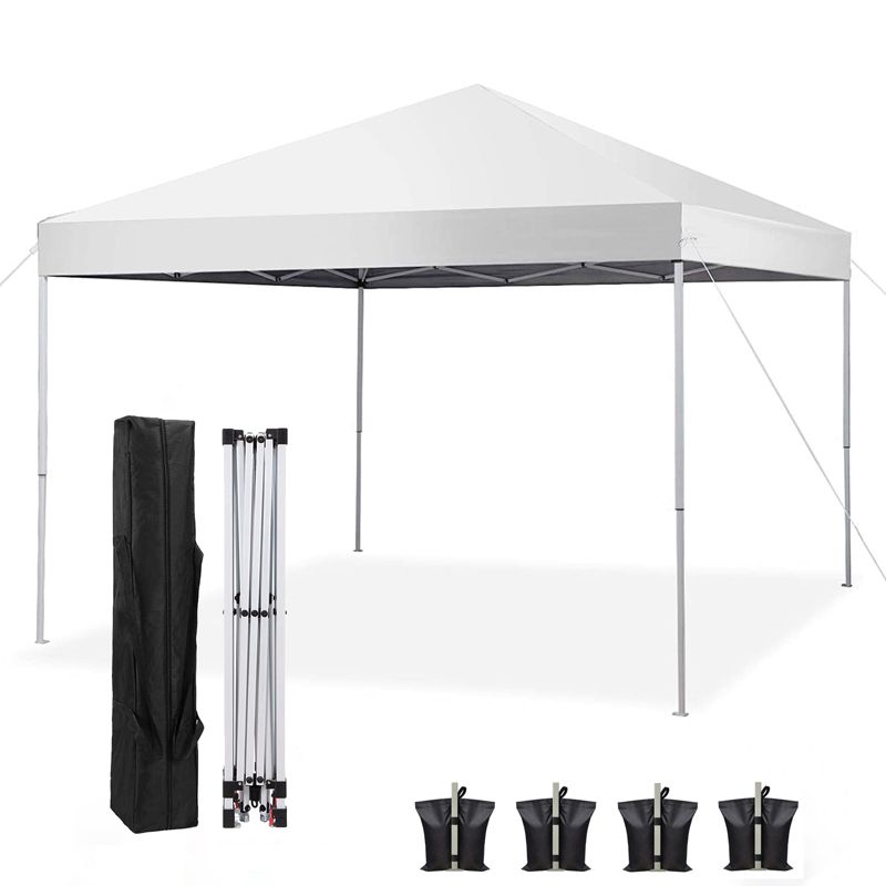 SKONYON Patio 10x10ft Pop Up Canopy Folding Tent Outdoor Portable Adjustable Instant Gazebo Tent with 4 Sandbags White, 1 of 10