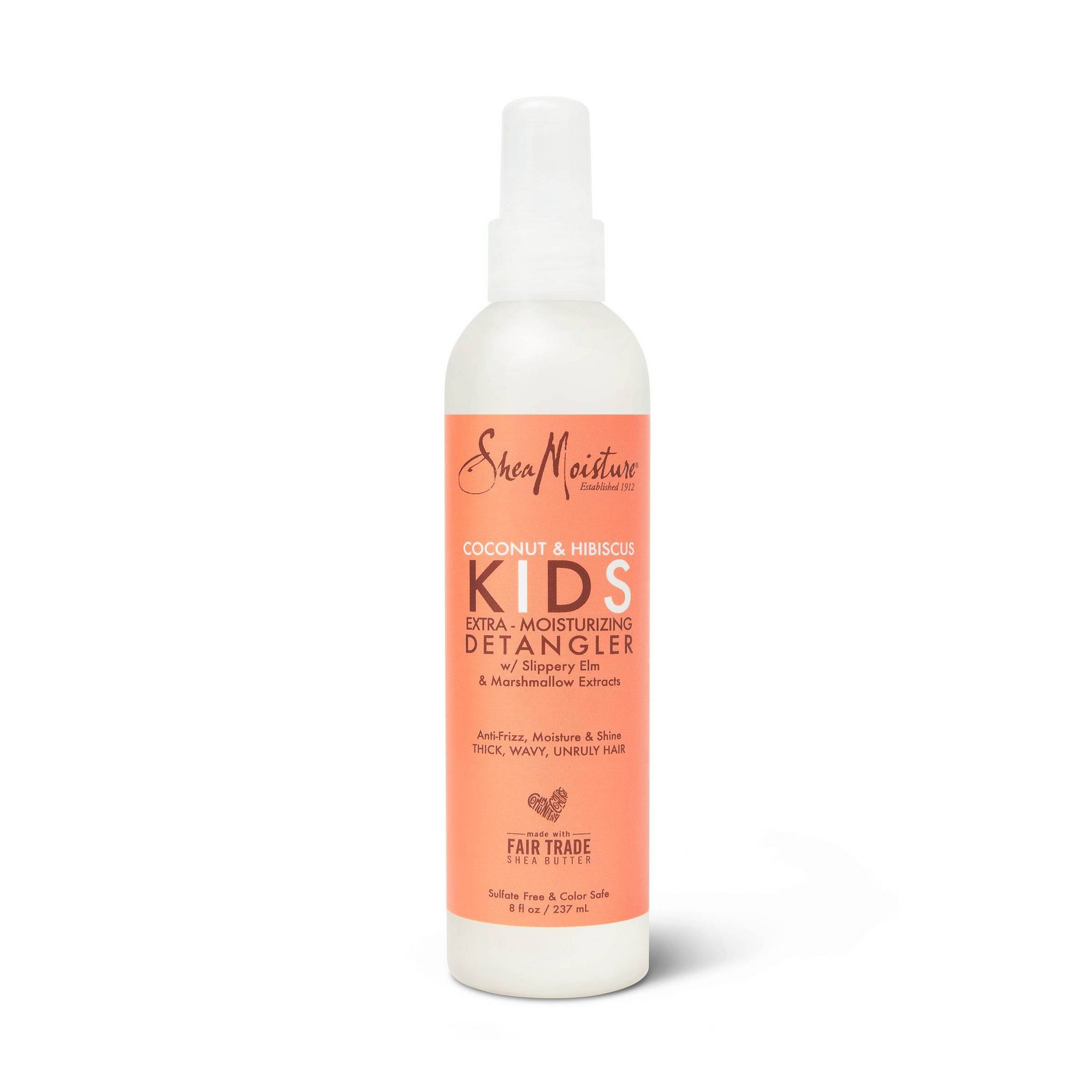 SheaMoisture Coconut & Hibiscus Kids Extra-Moisturizing Detangler - 8 fl oz: Textured & Curly Hair Spray, Daily Use, Sulfate-Free