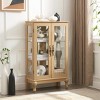 Wooakway Cherry Lighted Curio Cabinet with 2 Tempered Glass Doors Mirrored Back Panel Adjustable Shelves Display Case for Home Office Bulb Included - 4 of 4