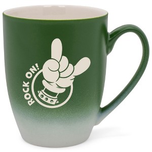 100 North Heavy Metal 10 Ounce Green and White Two Toned Ombre, Comfortably Fits Your Hands, Ceramic Tea Coffee Cup Mug, Rock On! - 1 of 1