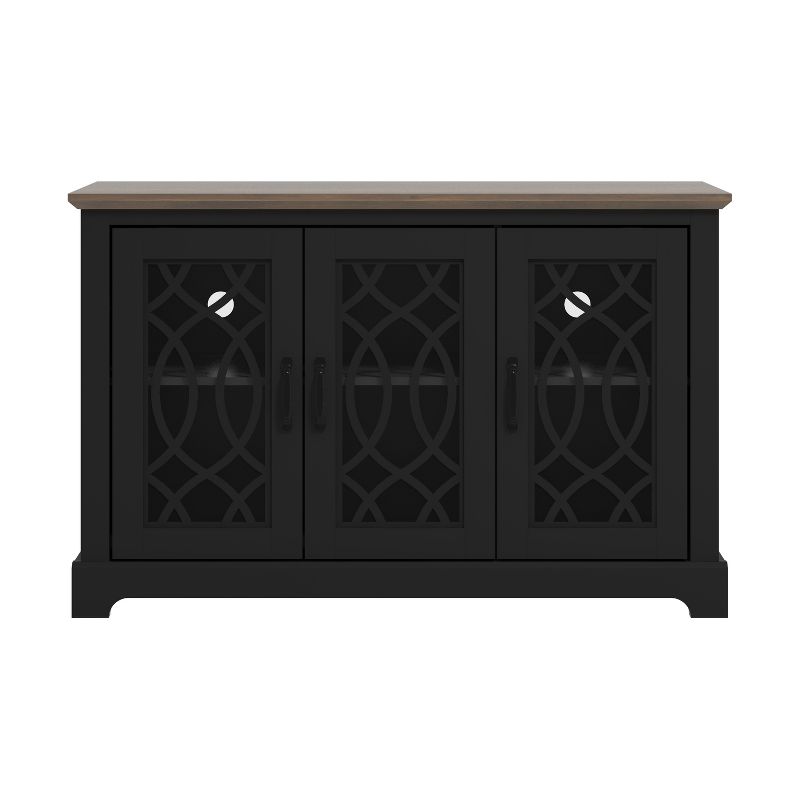 Galano Raccon Wood 45.7 in. 3 Doors Sideboard with Adjustable Shelves in Black with Knotty Oak, Ivory with Knotty Oak, 3 of 16