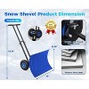 29" Snow Shovel with Wheels, 5-Position Angling Steel Blade & Dual Handle, Heavy-Duty Back-Saving Snow Plow for Driveway and Sidewalks - 3 of 4