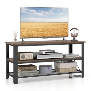 Tangkula 3-Tier Industrial TV Stand Entertainment Media Center Console w/ Metal Mesh Shelf - 1 of 4