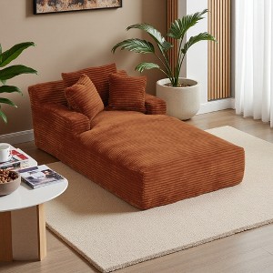 Oversized Corduroy Chaise Lounge Chair with Ergonomic Design - 1 of 4