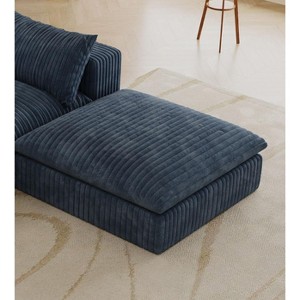 PAGED 35" Chenille Wooden Ottoman, Modern Sectional Sofa Footstool Module with High-density Sponge, Vanity Chair for Living Room, Bedroom - 1 of 4
