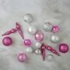 Northlight Shatterproof 3-Finish Christmas Ball and Finial Ornaments -  Pink and Silver - 75ct - 2 of 4