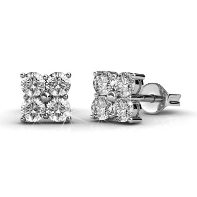Rae 18k White Gold Plated Cluster Stud Earrings with Crystals