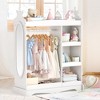 Kids Wardrobe with Storage & 3 Hooks,Kids Dress up Storage with Mirror,Kids Closet for Girls Boys, Open Hanging Armoire Wardrobe Closet for Bedroom - 2 of 4