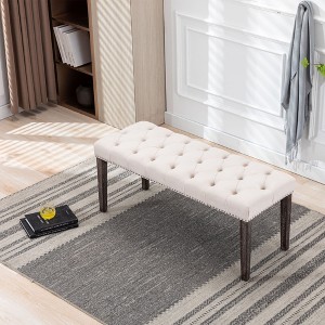 NicBex 45.28" Tufted Velvet Ottoman Bench,Plush Entryway Bench with Wooden Legs,Dining Bench for Entryway,Dining Room&Living Room - 1 of 4