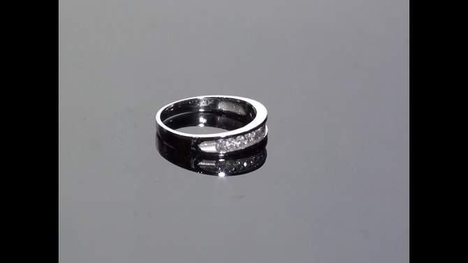 Pompeii3 1/4ct Diamond 10k White Gold Wedding Anniversary Guard Ring, 2 of 7, play video