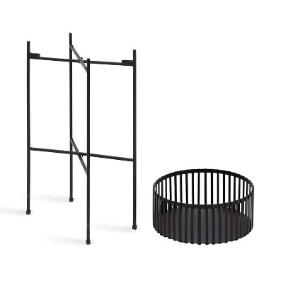 Black Metal Two-Piece Modern Plant Stand Set