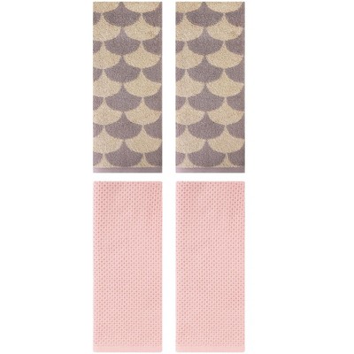 REGALWOVEN 4 Pcs Cotton Bathroom Decorative Hand Towels