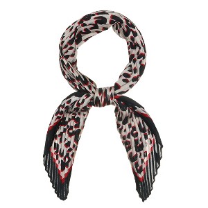 Allegra K Women's Leopard Print Pleated Rhombus Neck Scarves Neckerchief - 1 of 4