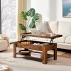 VECELO Coffee Table Lift Top Coffee Tables with Hidden Compartment and Storage Shelf Dining Table for Living Room - 3 of 4