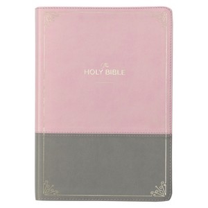 KJV Holy Bible, Super Giant Print Faux Leather Red Letter Edition - Ribbon Marker, King James Version, Pink/Gray - (Hardcover) - 1 of 1