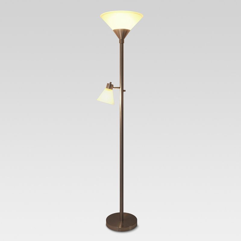 Mother Daughter Torchiere Floor Lamp with Glass Shade - Threshold™, 2 of 8
